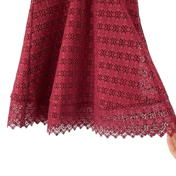 Sandro Bordeaux Guipure Crochet Lace Mini Dress Red - Picture 11 of 16